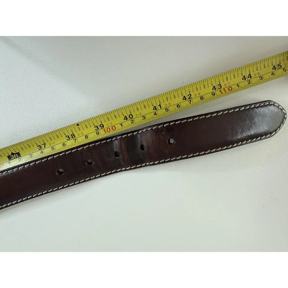 RLL Ralph Lauren Belt Mens M/L Brown Leather Brass Buckle Distressed Western